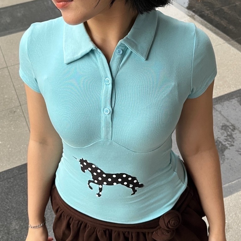 ANGELWANG - UNICORN POLO (baby blue) อ่านรายละเอียดสินค้าก่อนสั่งซื้อ
