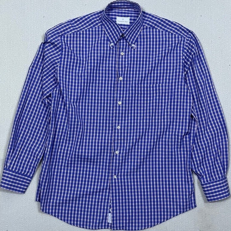 Ermenegildo Zegna Shirt เชิ้ตลายสก๊อตสีน้ำเงินขาว ของแท้ | Button Down | Quiet Luxury | Vintage Mens