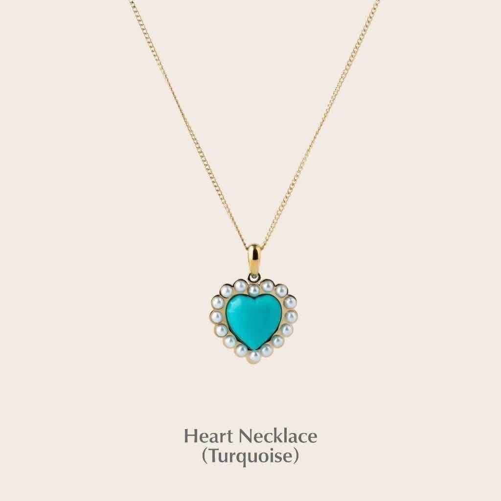 📍พร้อมส่ง 🩵Valichain X Ploy Chava Heart Necklace (Turquoise/Gold)