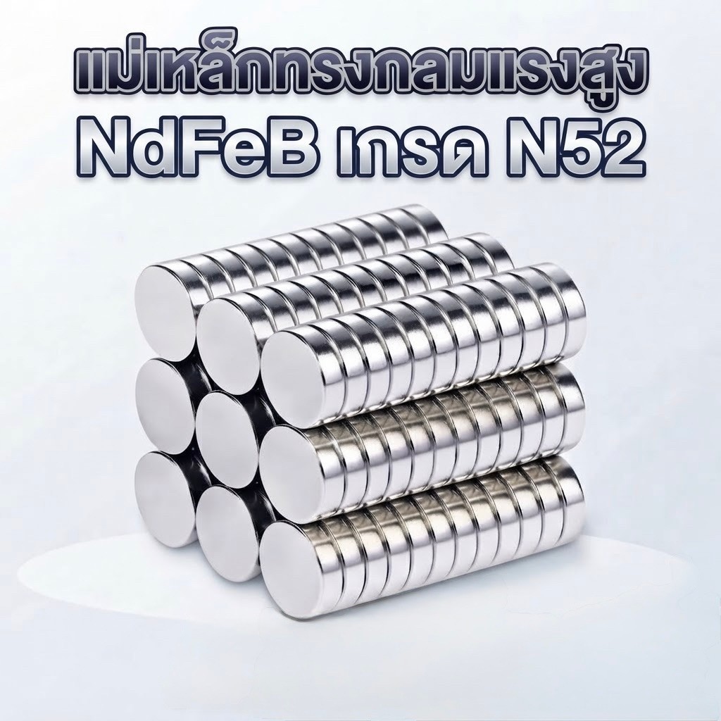 แม่เหล็กแรงสูงพิเศษ N52 แบบกลม ติดตู้เย็น DIY ขนาดใหญ่ (Magnet Neodymium)