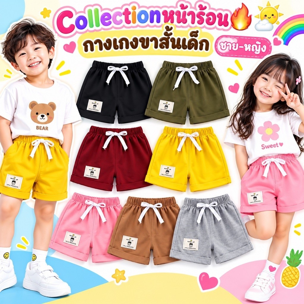(size80-120) กางเกงขาสั้นเด็ก กางเกงเด็ก ผ้านิ่ม ใส่สบาย ไม่ร้อน
