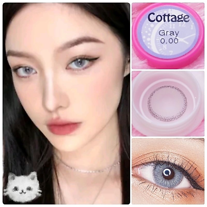 คอนแทคเลนส์ รุ่น Cottage สีเทา/ตาล gray/brown มีค่าสายตา (0.00)-(-5.00) เปลี่ยนแทนทุกเดือน