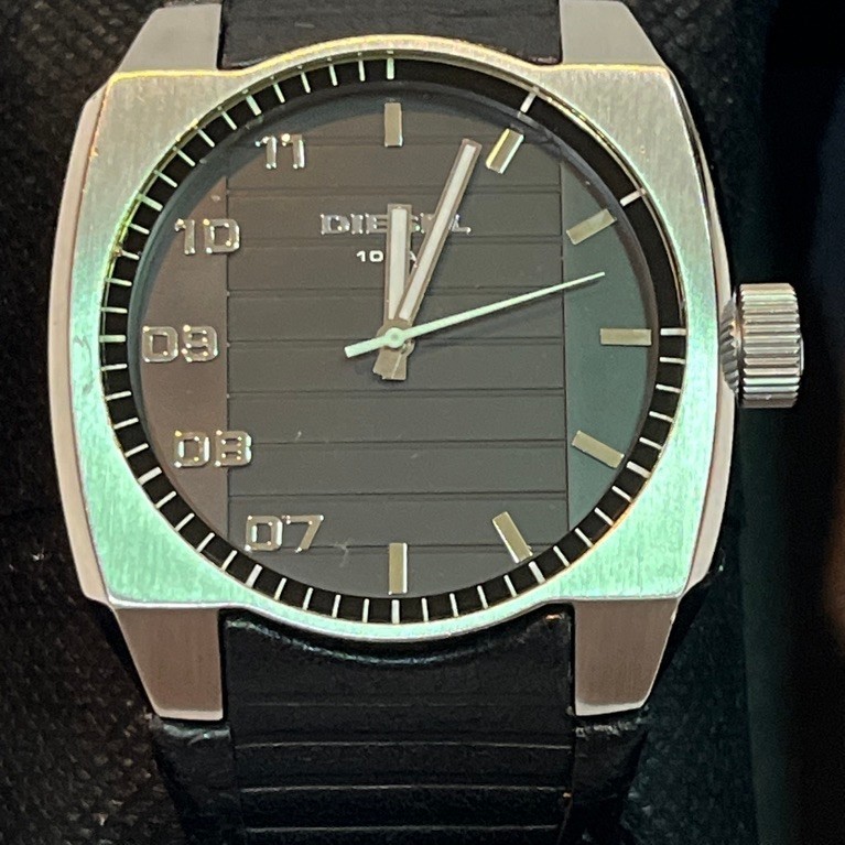 นาฬิกา Diesel DZ1393 black textured leather strap มือสองแท้ญี่ปุ่น 100% (สภาพ 98%) คัดพิเศษ ตำหนิที่