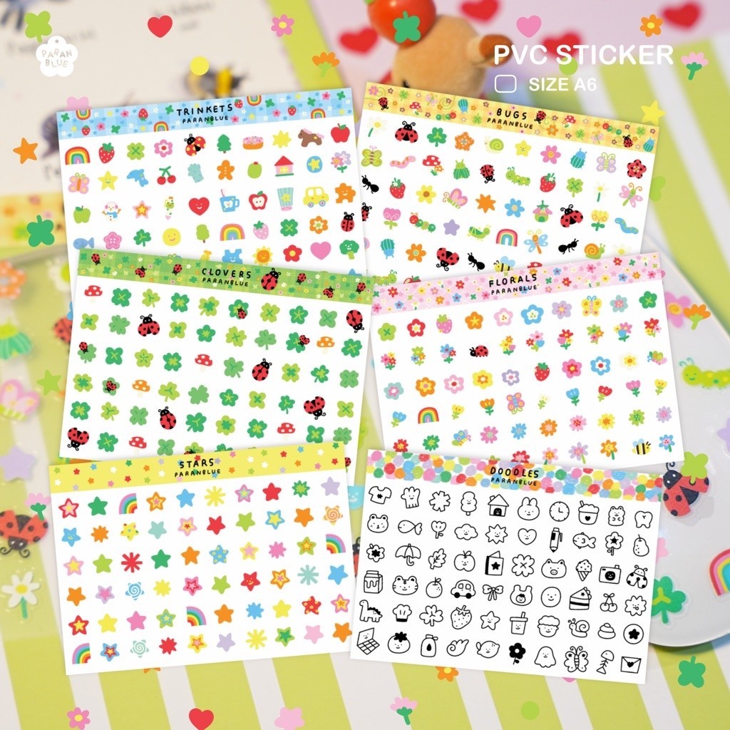 สติ๊กเกอร์ A6 ตกแต่งของใช้ แพลนเนอร์ ไดอารี่ ติดโทรศัพท์ โน๊ตบุ๊ค💖☘️🐞 sticker A6 for planer diary phone notebook