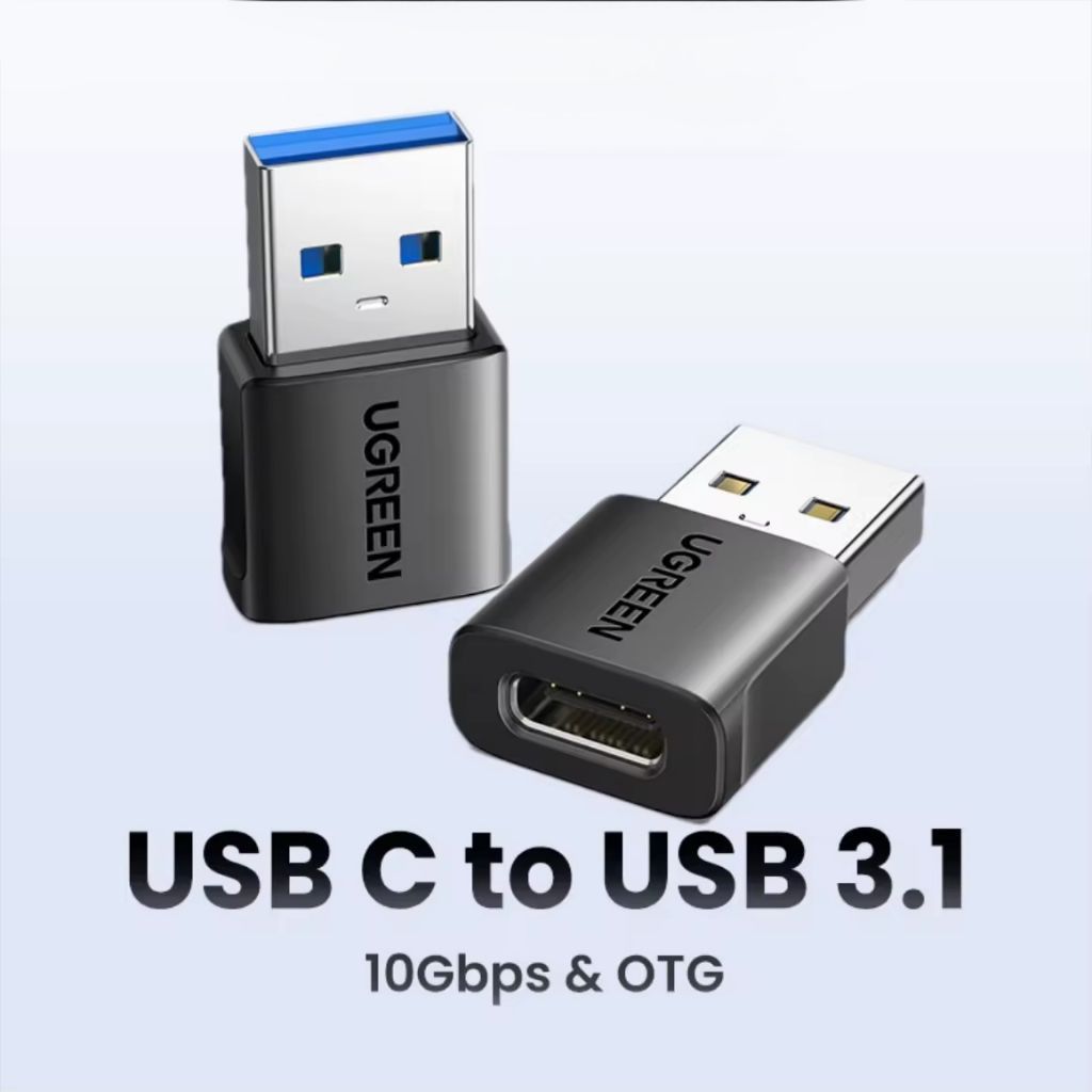 แท้ UGREEN OTG อะแดปเตอร์ USB A ให้เป็น USB C 10Gbps (แพ็ค 2 ชิ้น) USB 3.1 สำหรับชาร์จและซิงค์ข้อมูล