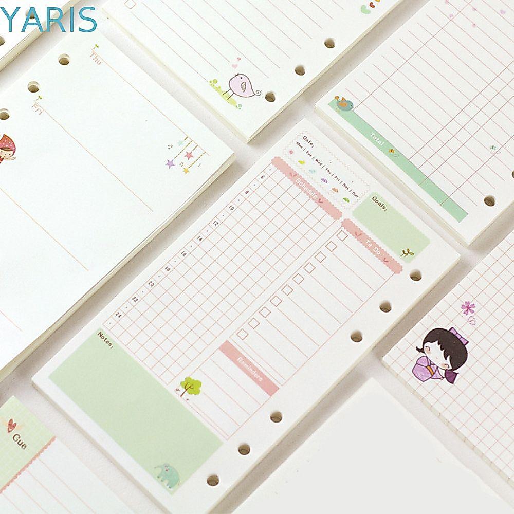 YARIS Loose Leaf Paper Refill นักเรียนรายสัปดาห์ที่จะทํารายการ A5 A6 Daily Planner รายเดือน Notebook