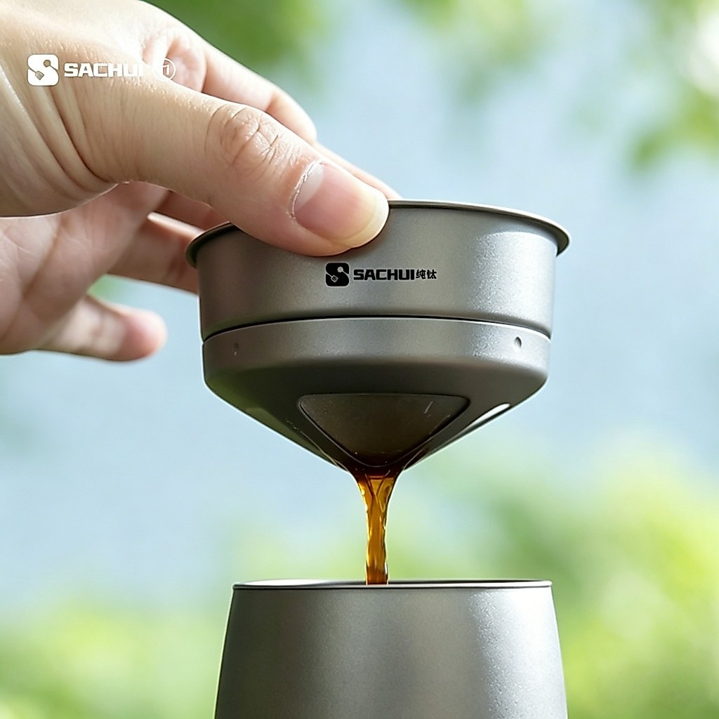 Pure Titanium Coffee Filter Filter Filter Tea Filter Funnel Ultra-Light แบบพกพาแขวน Hand-Brewed Coff