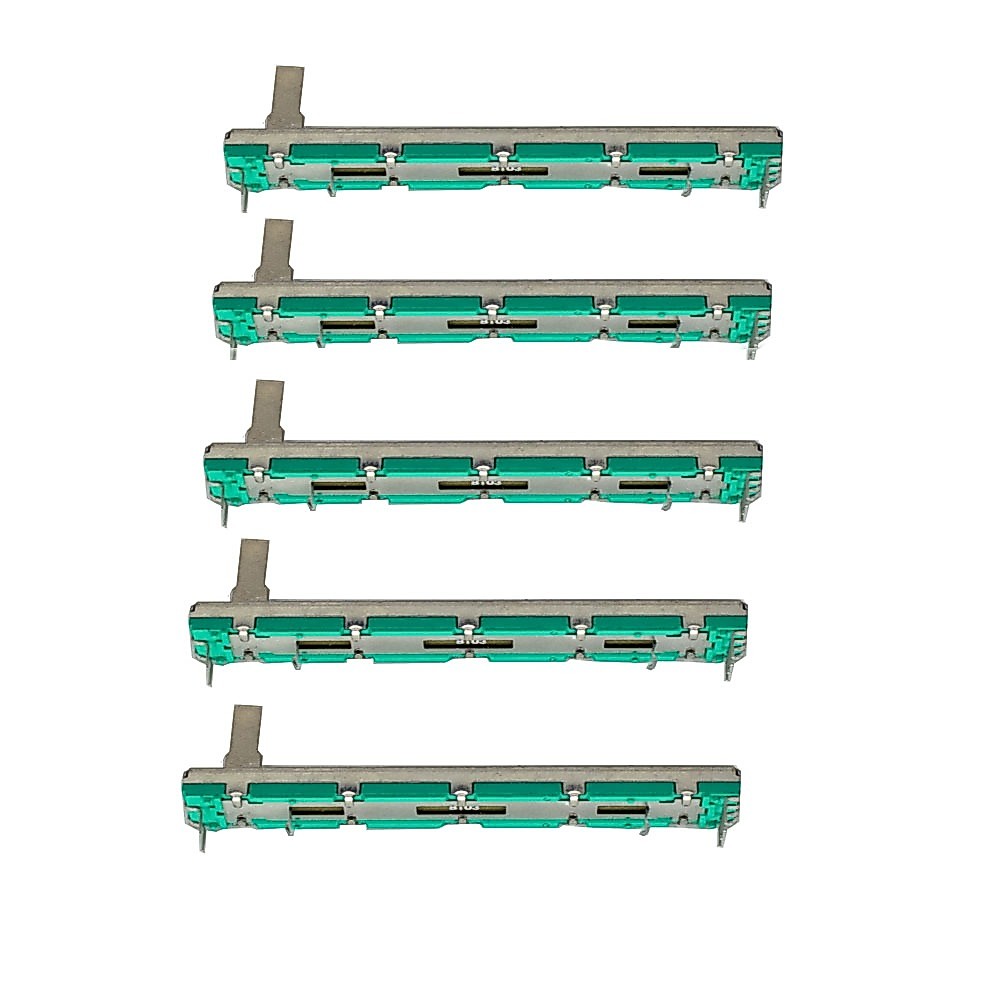 5PCS ตรงสไลด์ Liner Potentiometer Mixer Fader Variable Resistors B103 10K Ohm 75 มม.Dual Channel Fader สําหรับ Dimming Tuning