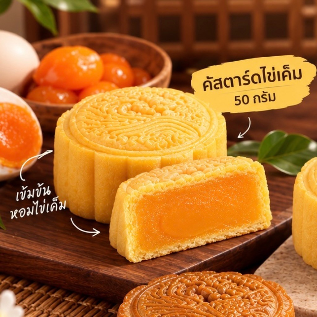 ราคาไม่มีกล่อง ขนมไหว้พระจันทร์สไตล์โรงแรม5ดาว หวานน้อย ใช้เนยสดแท้ อบสดใหม่ FoxHouseMooncakes เนื้อเนียนละลายในปาก