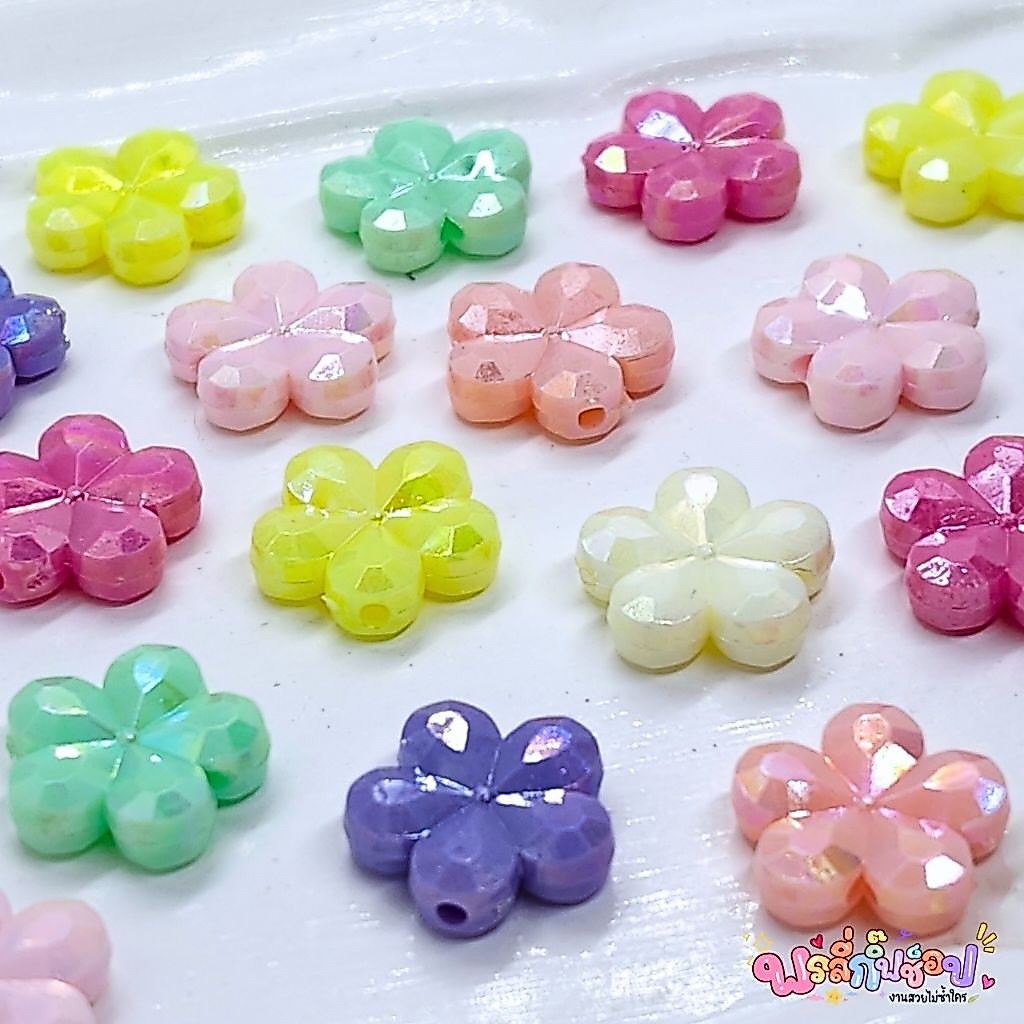 ลูกปัดดอกไม้AB ทำด้วยมือ ABแบบเงา (อุปกรณ์DIY) ขนาด19มม.