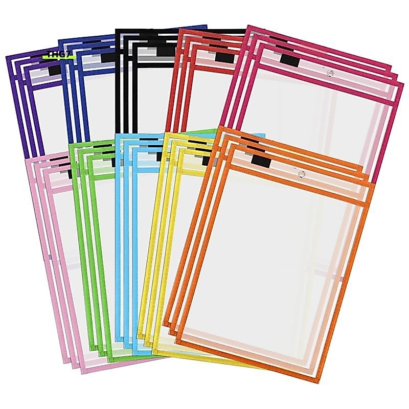 Belinda730 Pack Dry Erase Pockets PVC Transparent Seven Dry Erase File Bag Reusable Dry Erase Bag