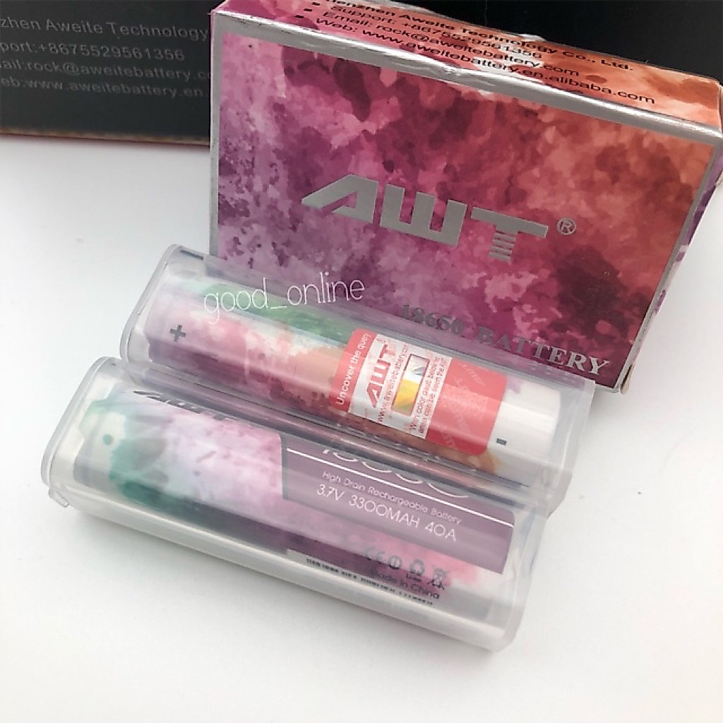 AWT IMR 18650 3300mah 40A ถ่านชาร์จ 18650 สีชมพู งานแท้💯%