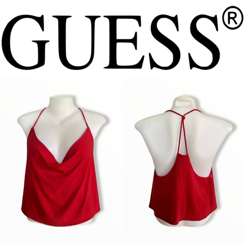 เสื้อครอปสายเดี่ยวguess (GC886) สีแดงคอย้วย