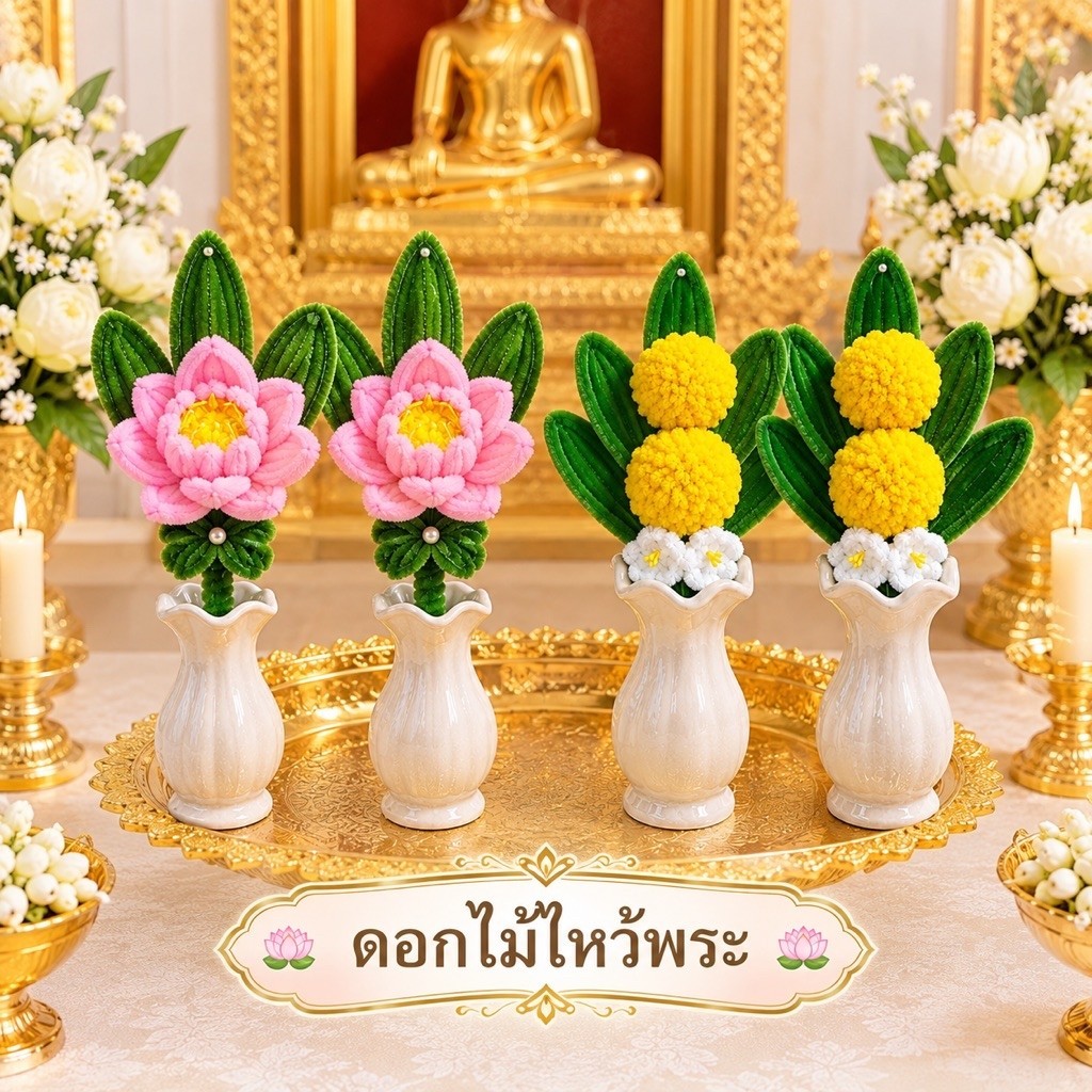 ดอกไม้ไหว้พระ ลวดกำมะหยี่🪷