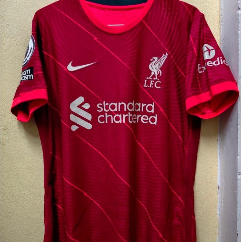 เสื้อบอลลิเวอร์พูล เหย้า 21/22 ไซส์ M เกรดนักเตะ Player Version (Dri-FIT ADV) ิอาร์มครบ โลโก้ปั้มยาง