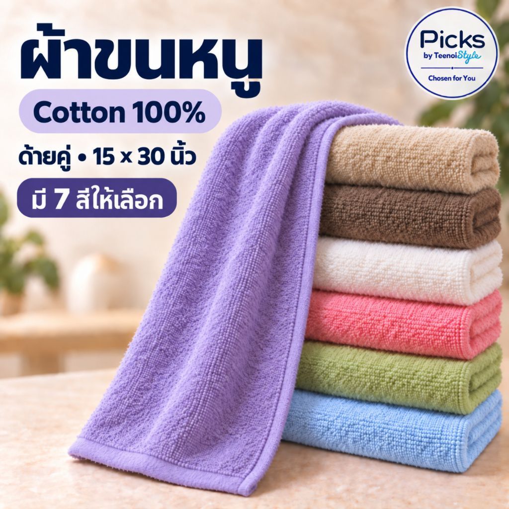 ผ้าขนหนู ด้ายคู่ Cotton100% 15"x30"