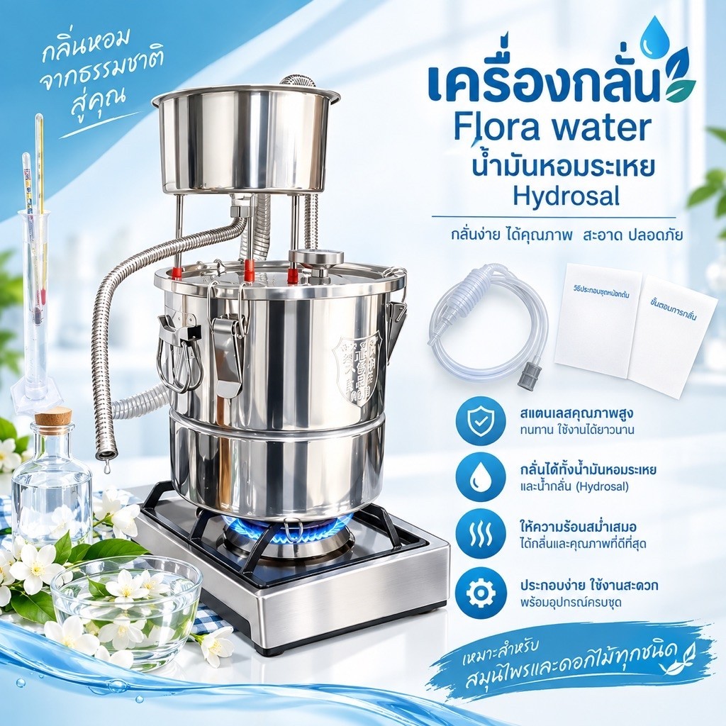 เครื่องกลั่นสมุนไพร น้ำมันหอมระเหย ไฮโดรซอล