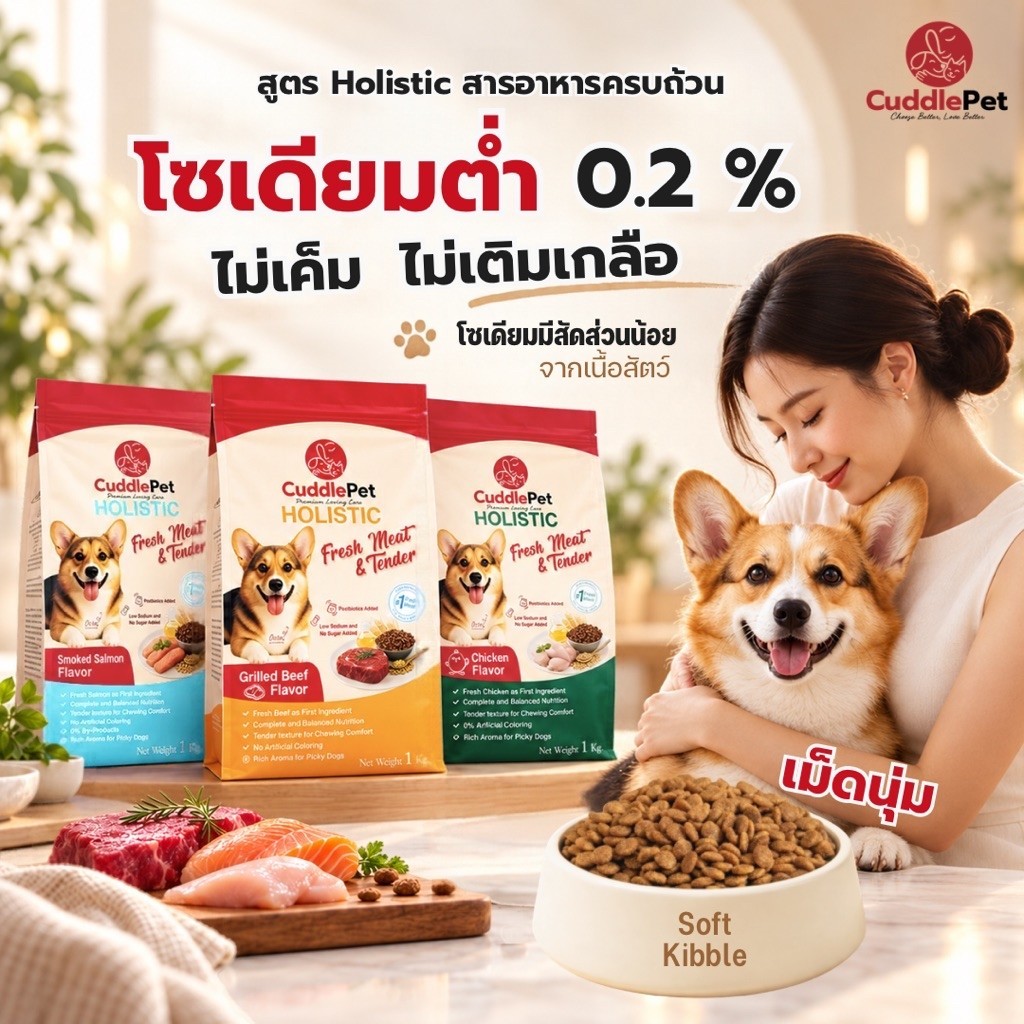 Cuddlepet طعام كلاب طري هوليستيك 1 كغ × 3 نكهات — صورة 2