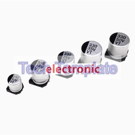 ((10 ชิ้น) Patch ตัวเก็บประจุอลูมิเนียมอิเล็กโทรลีติค 10V330uF 16V330uF 25V330uF 35V330uF 50V330uF S