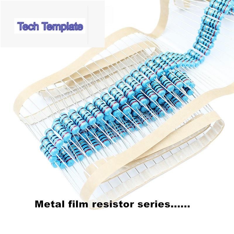 ตัวต้านทานฟิล์มโลหะ 1% 1/4W 1/2W 1W 51R 56R 62R 68R 75R 82R 91R 100R โอห์ม 100 ชิ้น