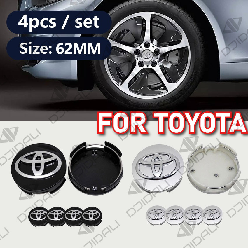 4PCS 62MM TOYOTA Center Cap รถล้อ Hub Cap 3D Emblem สําหรับ Innova RAV4 Revo Reiz Highlander Camry L