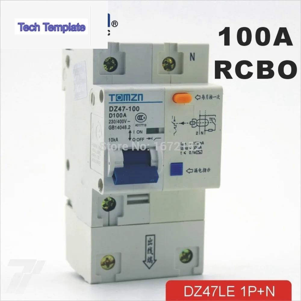 Dz47le 1P+N 100A D ประเภท 230V/400V~ 50HZ/60HZ Residual current Circuit breaker over current protect