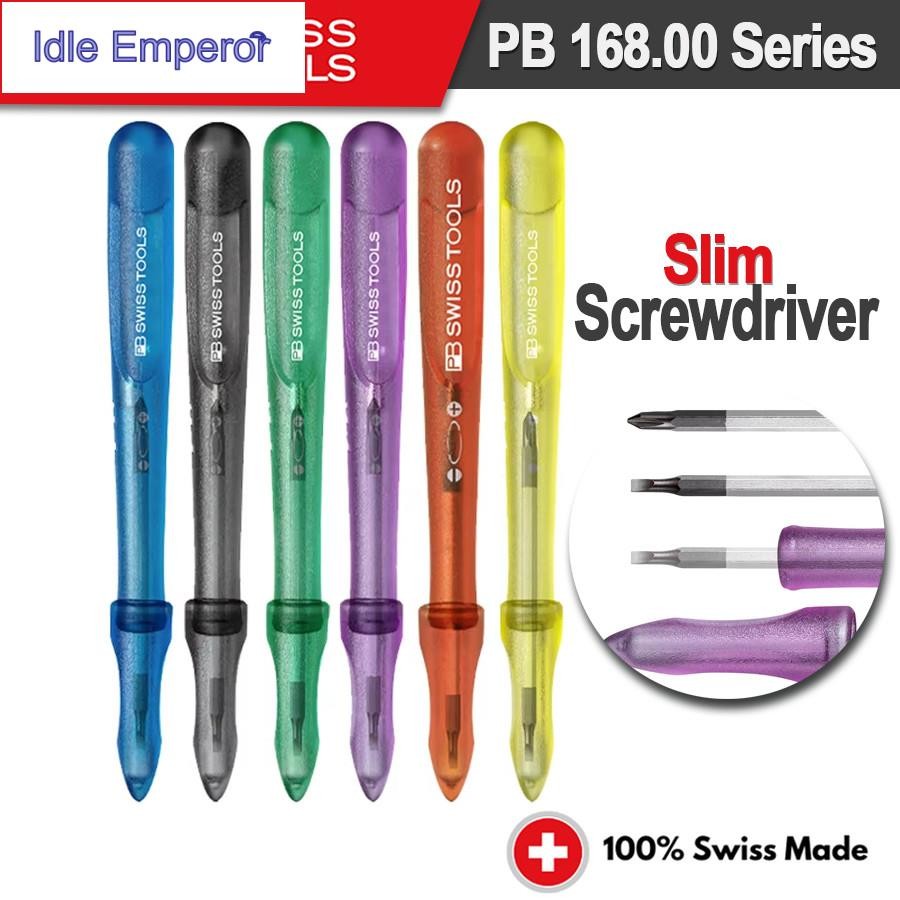 Pb SWISS Slim ไขควงจับใบมีดแบบพลิกกลับได้ PB 53 Precision ไขควงซ่อมเครื่องมือพร้อมฝาปิดป้องกัน NO.PB