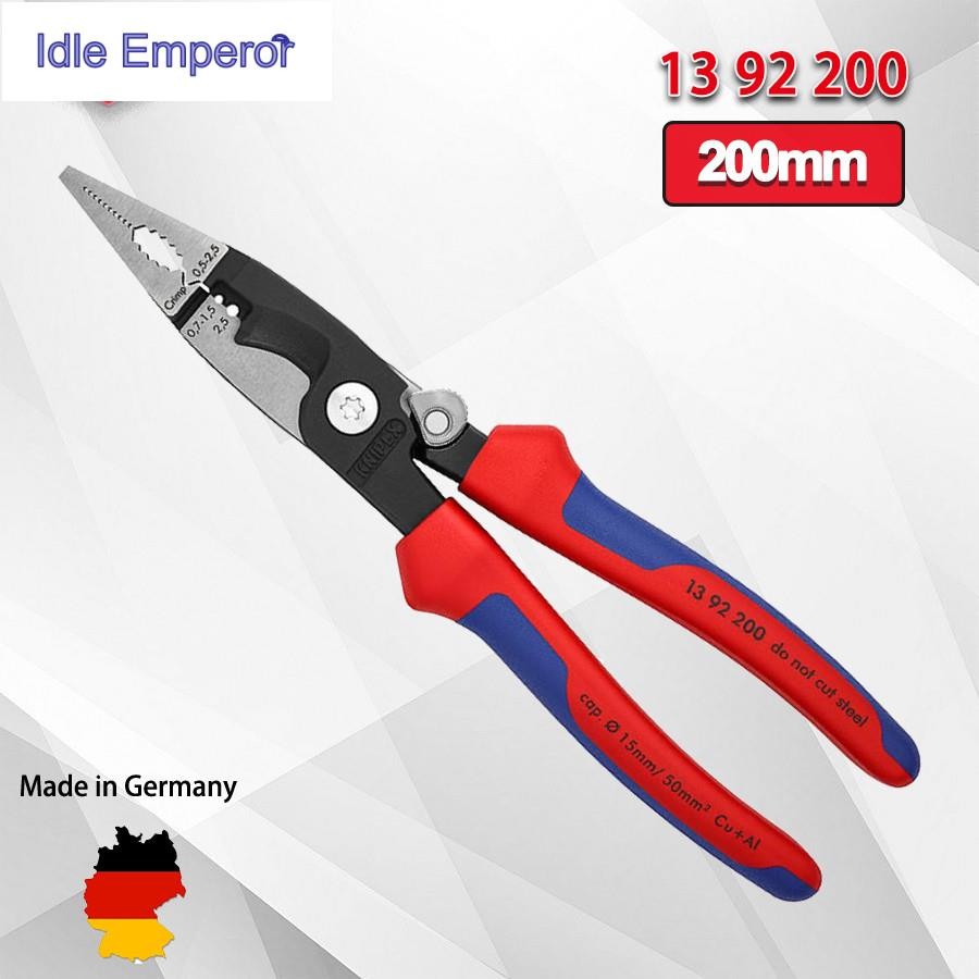 Knipex 1392200 คีมติดตั้งไฟฟ้าคีมตัดคีมมัลติฟังก์ชั่สําหรับปอกและลวดจีบ