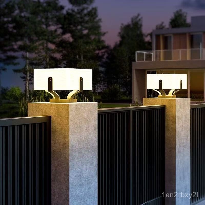 Rectangular Pillar Light Solar Garden Light Outdoor Pillar Light Waterproof Fence Gate Light Villa G