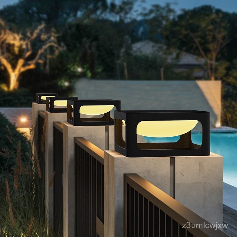 Solar Wall Light Outdoor Garden Light Square Pillar Light Gate Light Waterproof Door Pillar Light Vi