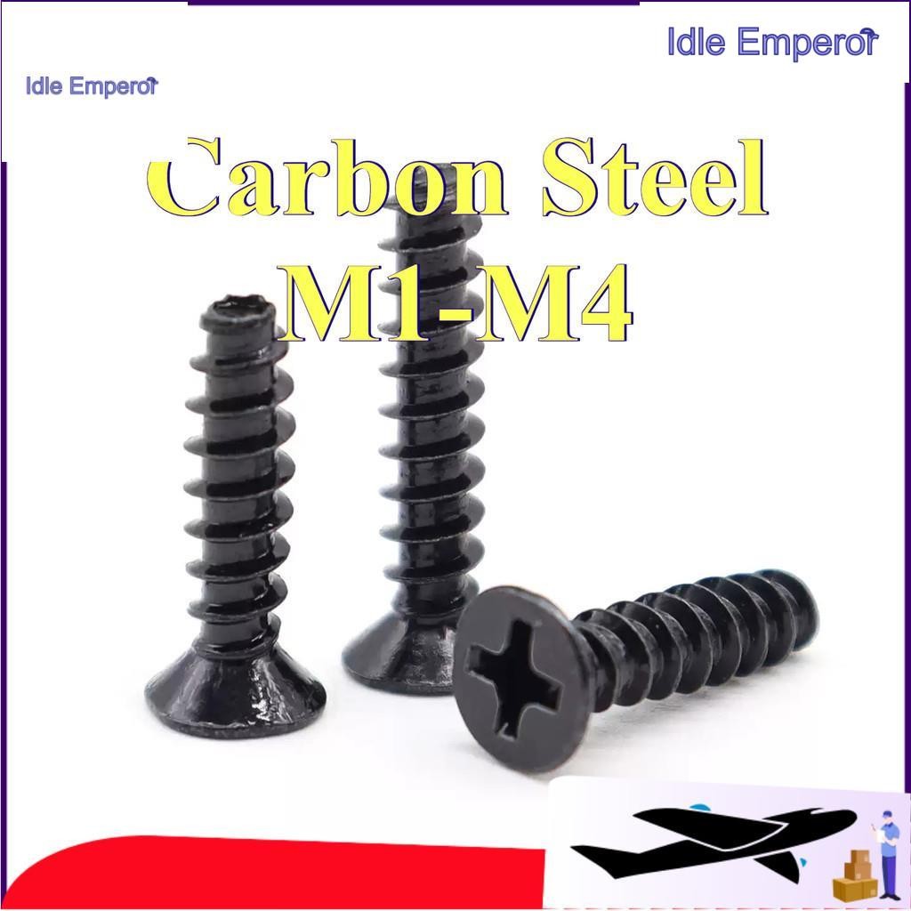 KB cross countersunk head หางแบน self-sting สกรูของเล่นเหล็กคาร์บอนสีดํา, สกรูไฟฟ้า M1-M4(XZM-MB)