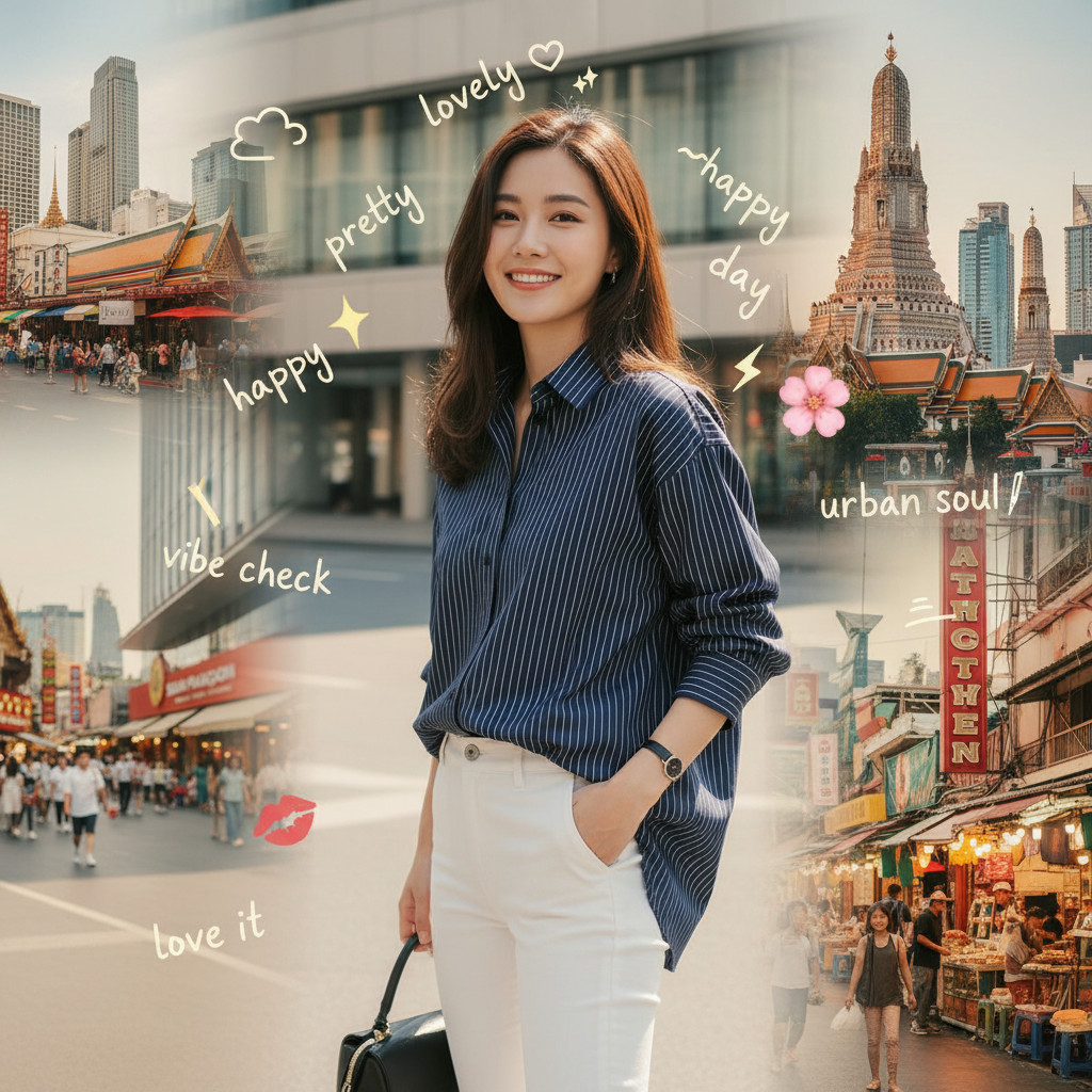 ꕥCatalog Fashionꕥ เสื้อเชิ้ตคอปกแขนยาวลายริ้วเล็ก 2 สี สไตล์สาววัยทำงาน