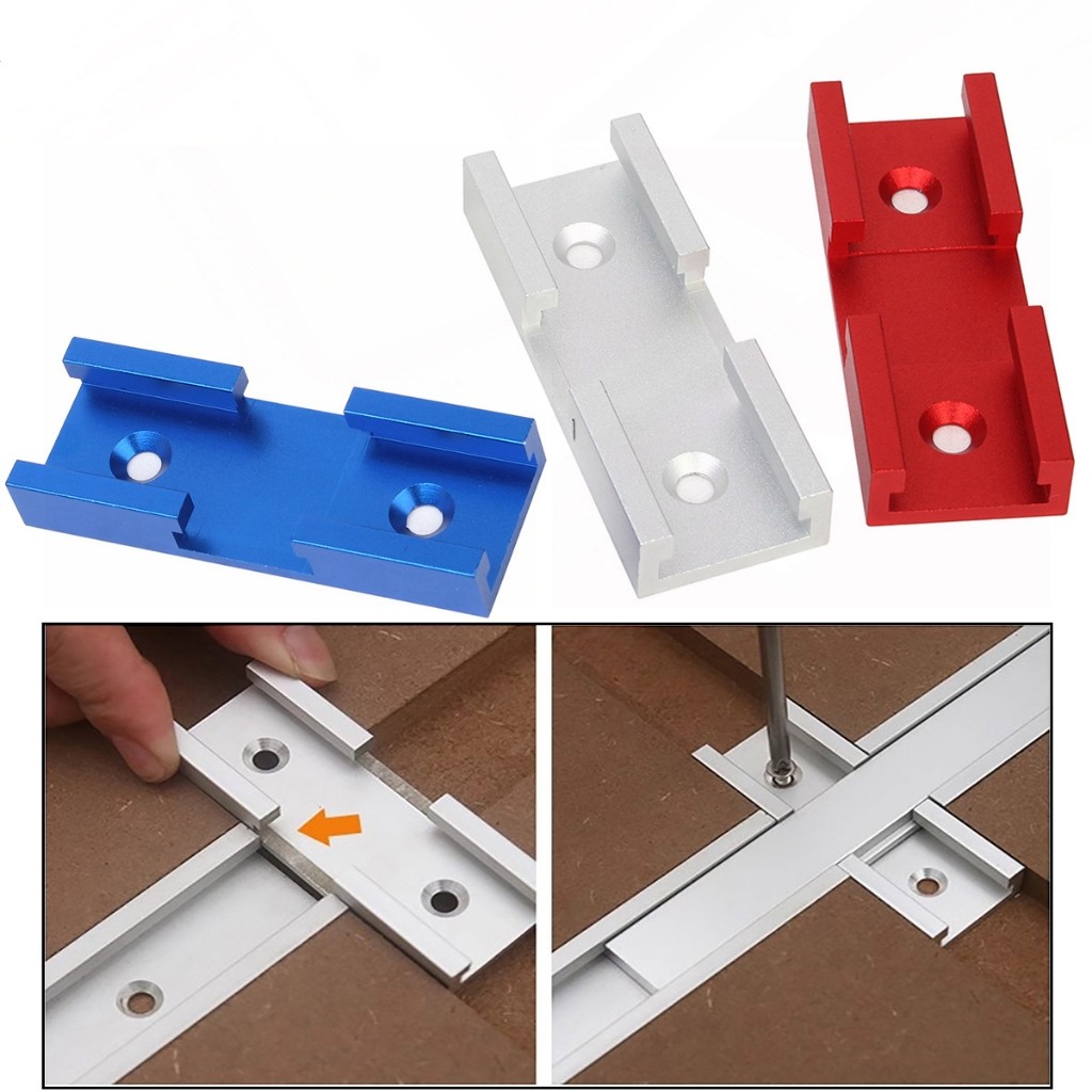 2pc/set T-Track Intersection Slot Woodworking Chute T Slot Cross Connector Track Miter Gauge Guide R