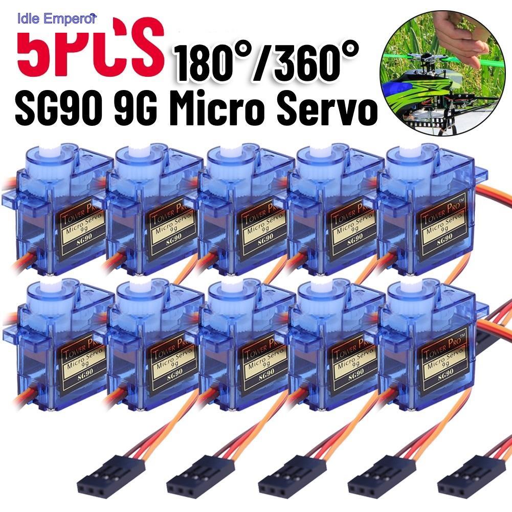 5PCS SG90 9G Micro Servo Servo Servo Motor สําหรับ RC เครื่องบินหุ่นยนต์แขน 180°/360° การควบคุมเซอร์