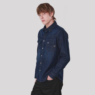 John Henry เสื้อเชิ้ตผู้ชายแขนยาว ทรงเข้ารูป รุ่น JH F425MSLSM12 - สียีนส์เข้ม