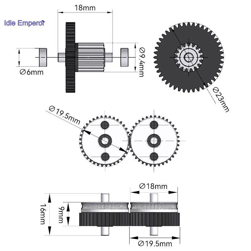 BEF Hard เหล็กลดเกียร์มอเตอร์ความเร็วสูงสําหรับ CR10 CR-10S Ender3 V2 HGX LITE Extruder Dual เกียร์ 