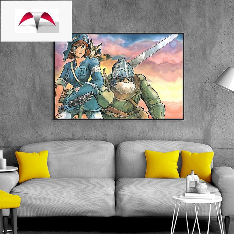 โปสเตอร์ภาพยนตร์อนิเมะ "Nausicaa of The Valley of The Wind" โดย Hayao Miyazaki สำหรับตกแต่งผนัง ไม่ม