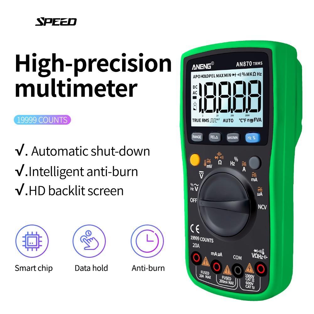 PMH-AN870 มัลติมิเตอร์ดิจิทัล นับ 19999 ครั้ง True Rms ทรานซิสเตอร์ ทดสอบ Voltimetro ประจุกระแสไฟระด