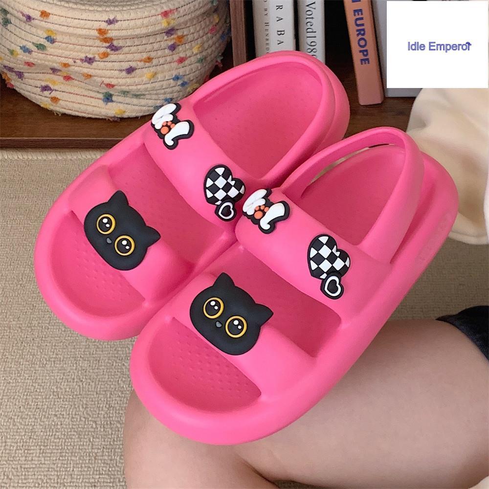 XIXITIAO รองเท้าแตะฤดูร้อนรองเท้าแตะ EVA หญิงสีดําลูกแมวรองเท้าแตะแพลตฟอร์มกลางแจ้ง