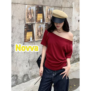 ส่งไวจากไทย เสื้อปาดไหล่ สีพื้น เสื้อยืดผู้หญิง มีสีให้เลือก…