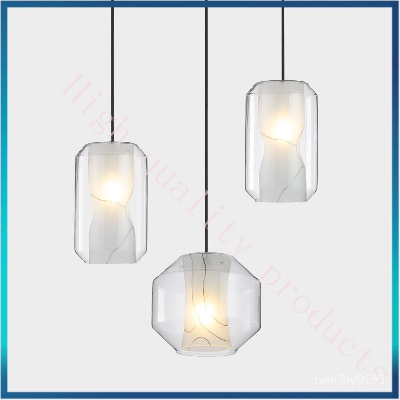Postmodern Creative Imitation Marble Pattern Glass Dining Room Pendant Light Bedside Bedroom Art Sma
