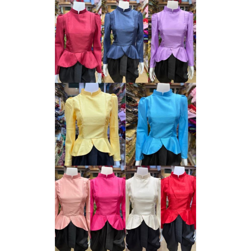 เสื้อไทยบรมชายระบายไม่อัดกาว ผ้าไหม2หน้าเนื้อนิ่ม ทรงสวย มีให้เลือก9สี