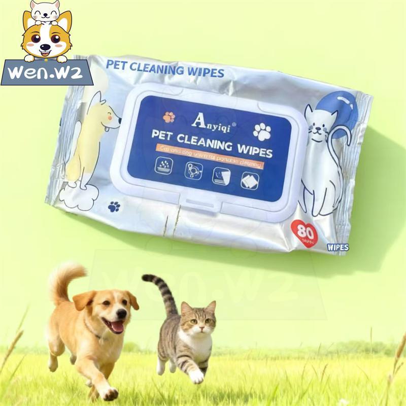 wen.W2 ทิชชู่เปียก สำหรับสัตว์เลี้ยง80แผ่น กระดาษเช็ดทำความสะอาดสัตว์เลี้ยง