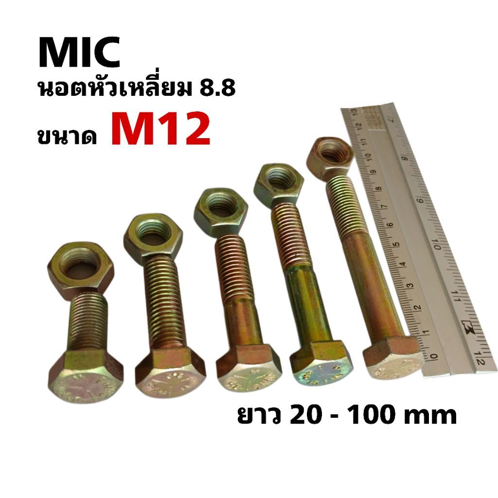 MIC น็อตแข็ง เกรด 8.8 ขนาด M12 ใช้ประแจเบอร์ 19