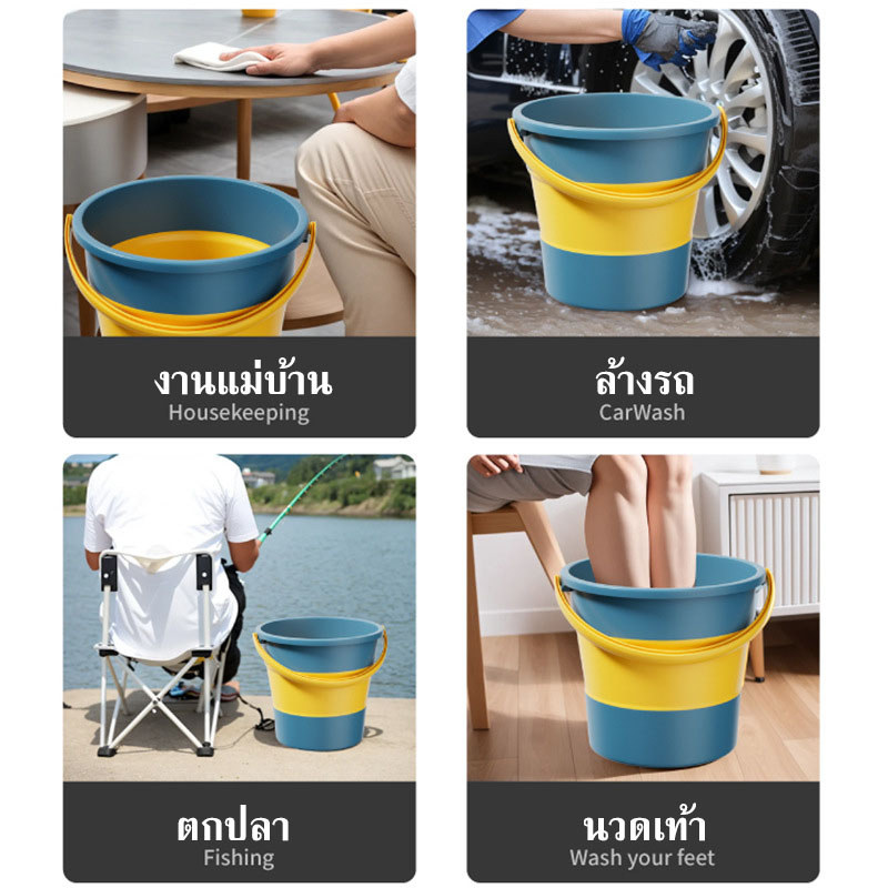 ถังน้ำพับเก็บได้ ถังน้ำพลาสติก ถังใส่น้ำประหยัดเนื้อที่ พกพาสะดวก ขนาด 5/10 ลิตร (พร้อมส่ง) ถังน้ำพับได้ อเนกประสงค์ - รูปที่ 7