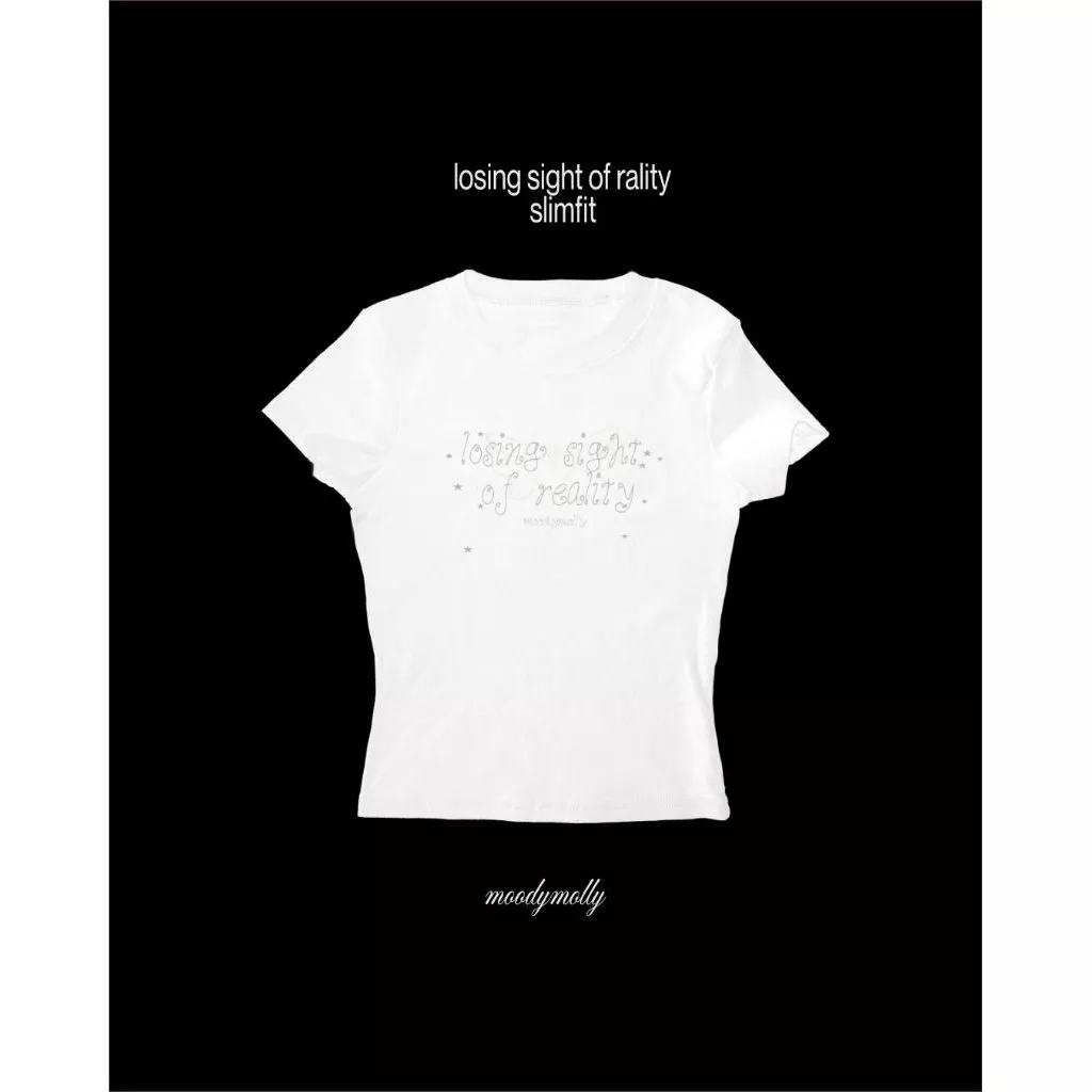 moodymolly เสื้อยืดรัดรูป สีพื้น slimfit รุ่น losing sight tee