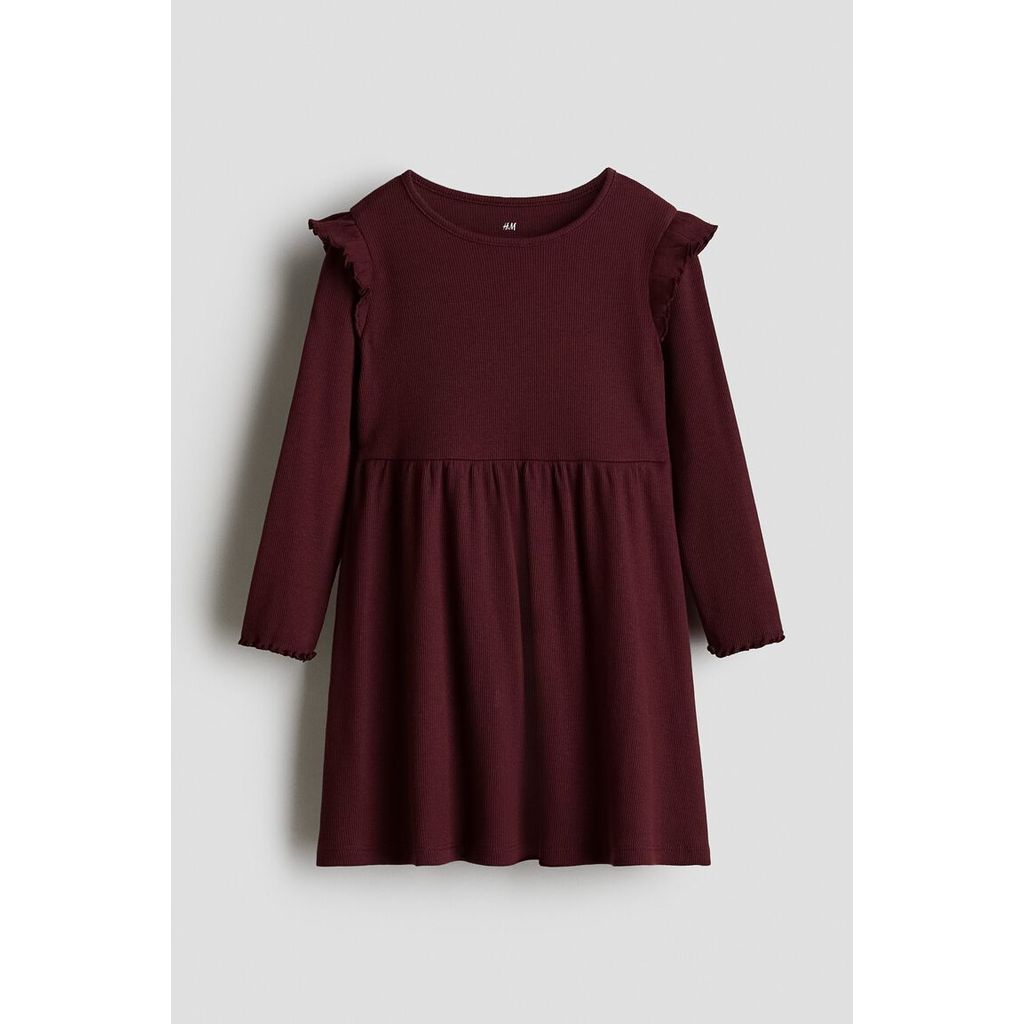 H&M(เอชแอนด์เอ็ม) เดรสถักริบบิ้นสไตล์ริบ Girls Rib-knit frill dress 1307285_2