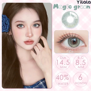 ✨(COD)0.00~-4.50 คอนแทคเลนส์สายตาสั้นสีเขียว 1 คู่ 14.5 มม. ตาโต 6 เดือน Mint green/Pearl green/Magic green