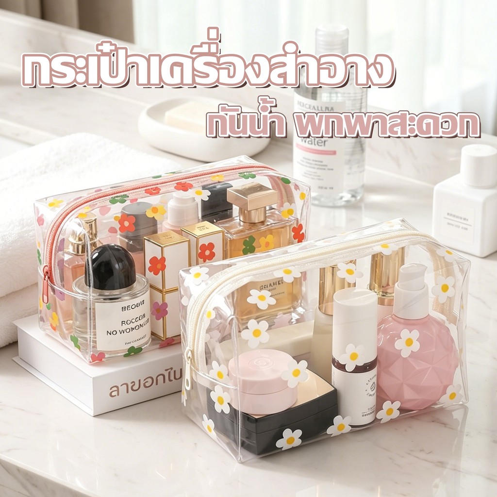 EMP กระเป๋าเครื่องสําอาง pvc ติดซิป กระเป๋าเครื่องสำอาง โปร่งใส กระเป๋ากันน้ำ กระเป๋าแต่งหน้า กระเป๋าแต่งหน้าแบบใส
