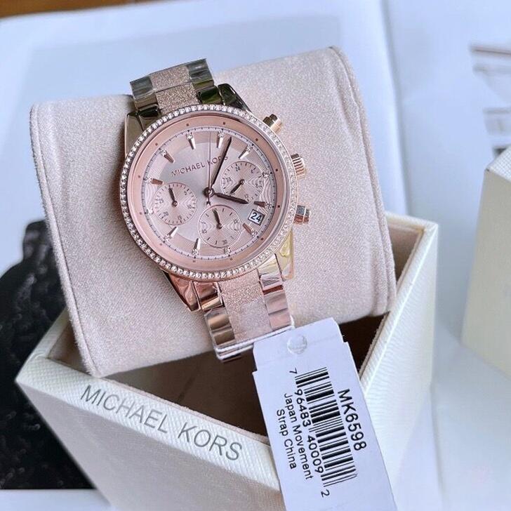 Michael Kors MK6598 women's rose gold bracelet quartz watch stainless steel dress watch
